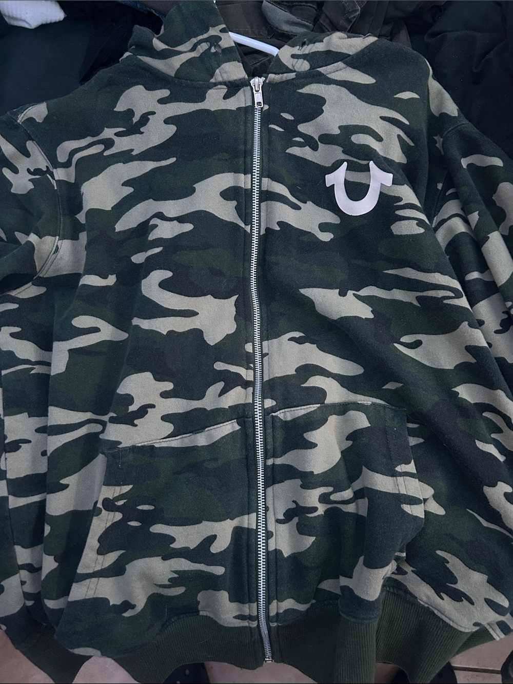 True religion Camo Full-Zip Hoodie Jacket Green Camo (FITS LIKE A SMALL LARGE!!)